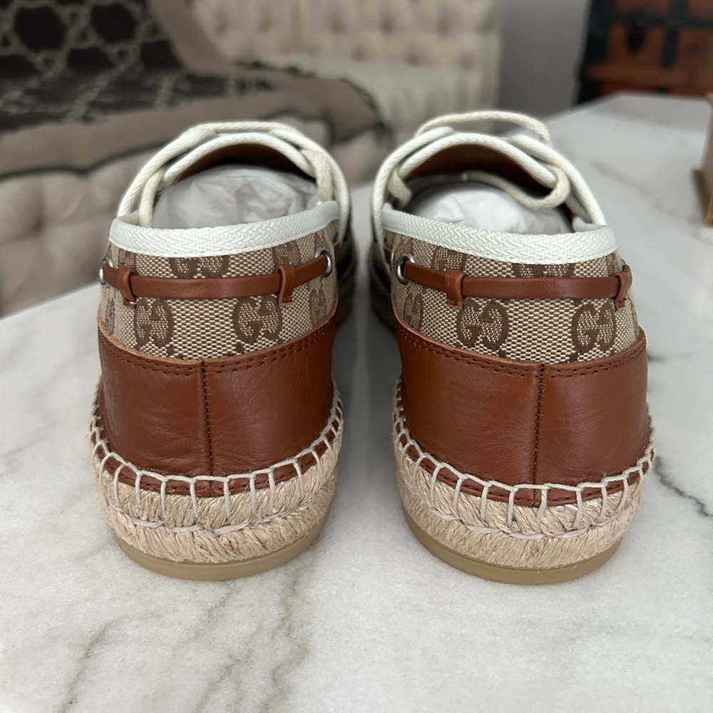 AUTHENTIC GUCCI GG LOAFER ESPADRILLES BEIGE MONOGRAM GG 7 (USA SZ 8) 725799 - Picture 8 of 16